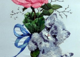 Картина Котенок с розой