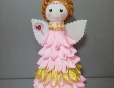Кукла интерьерная  ангел розовый, ручная работа