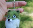 Зелена лисиця брелок іграшка валяна інтерєрна сувенір з шерсті подарунок лиса игрушка лисенок