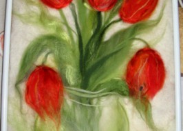 Авторская картина «Тюльпаны в вазе»