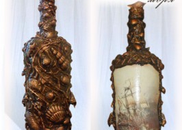 Оформление бутылки в морском стиле «Романтика моря» - морской сувенир, подарки в морском стиле