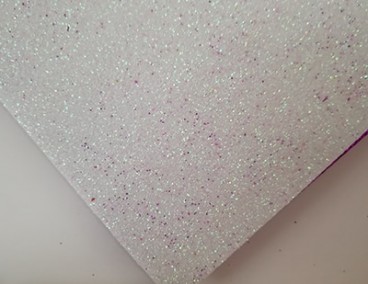 Фоамиран глиттерный клеевой А4, белого цвета, 2 мм