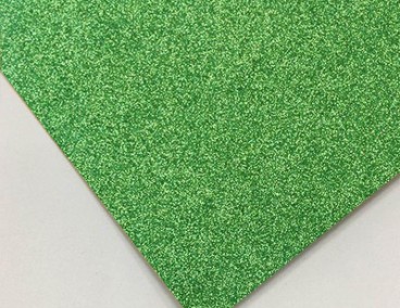 Фоамиран глиттерный клеевой А4, зеленого цвета, 2 мм