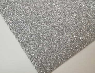 Фоамиран глиттерный клеевой А4, серебрянного цвета, 2 мм