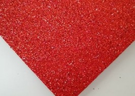 Фоамиран глиттерный клеевой А4, красного цвета, 2 мм